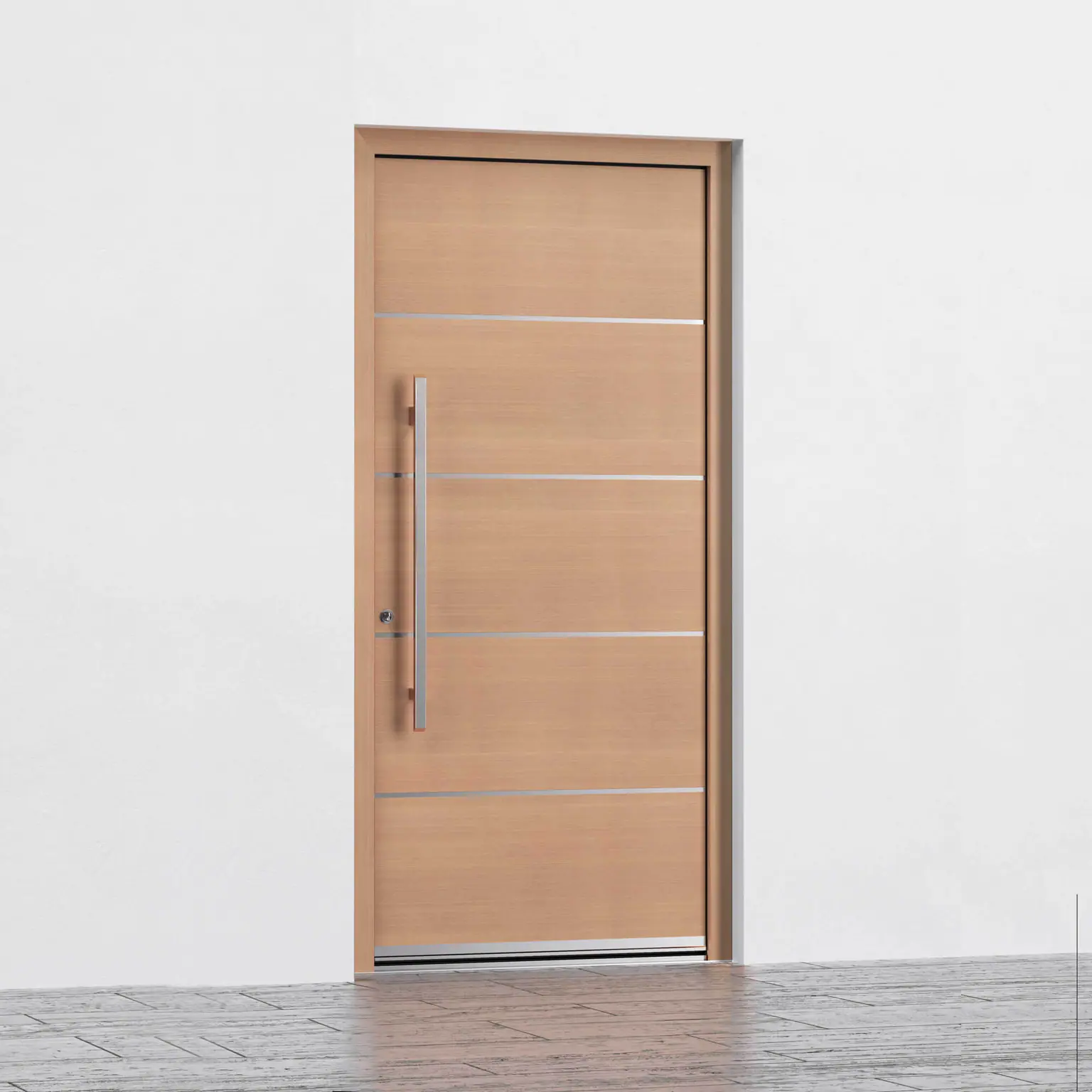Vhodna vrata Inotherm AGE 1041 v fasadi – dekor lesa 211